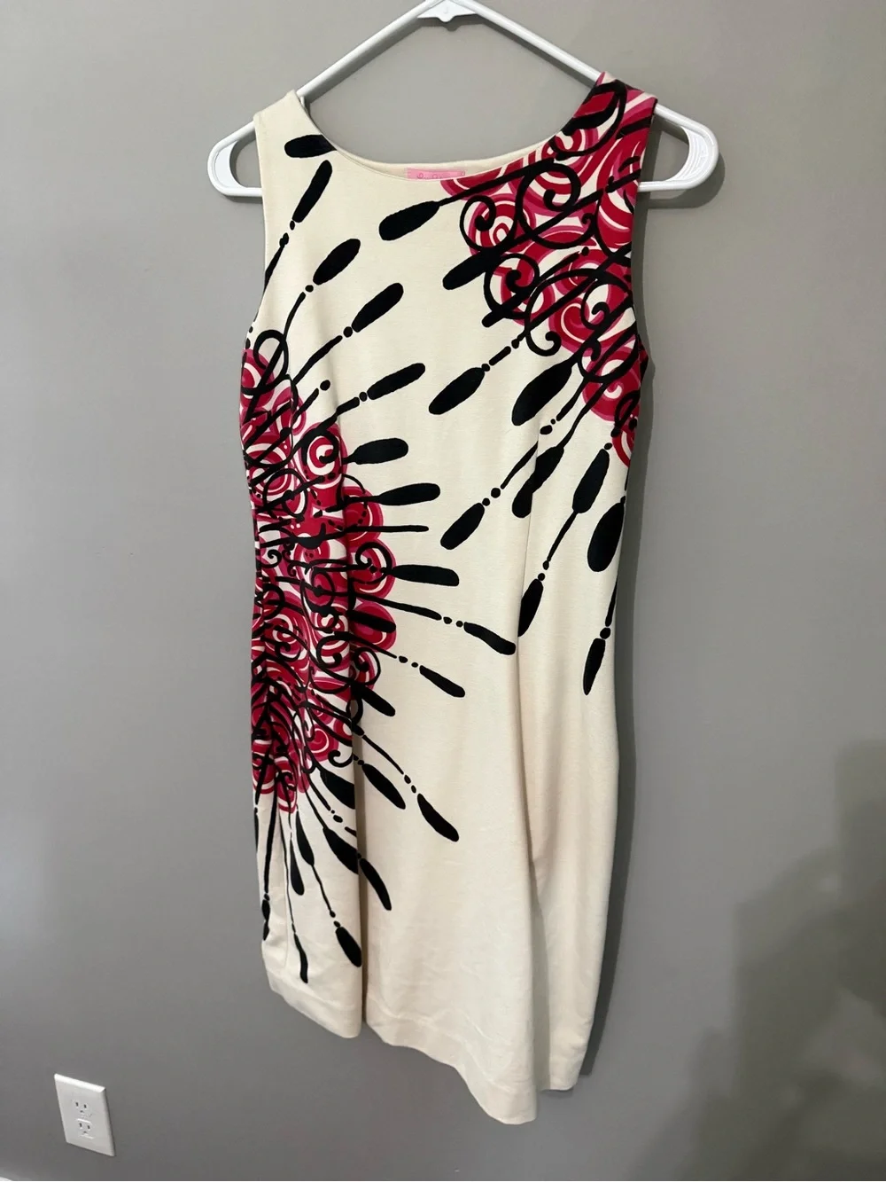 Lilly Pulitzer Cream Dress with Pink & Black Burst Motif